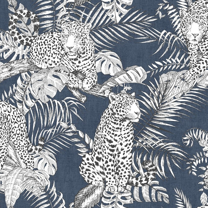 Muriva Mamboa Leopard Blue Wallpaper