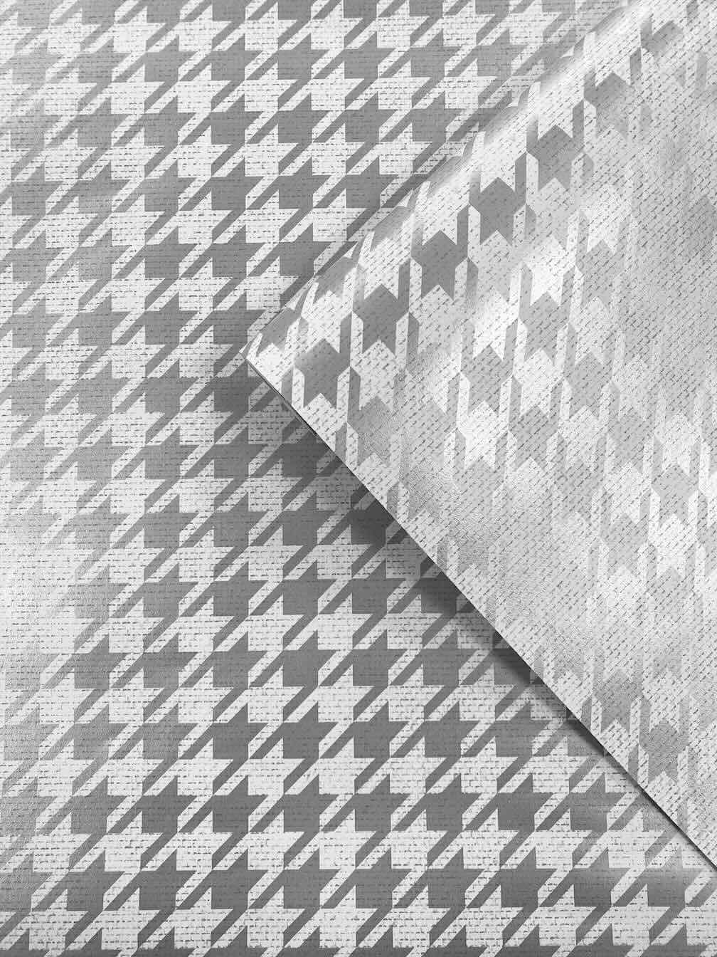 Muriva Houndstooth Geometric Silver/White Metallic Wallpaper