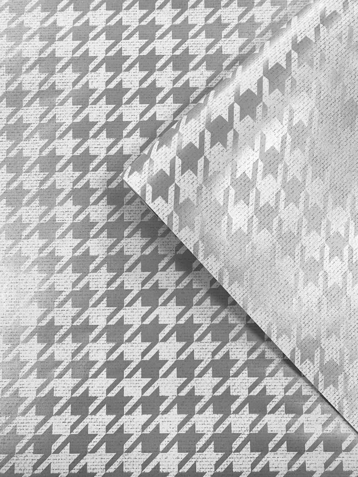 Muriva Houndstooth Geometric Silver/White Metallic Wallpaper