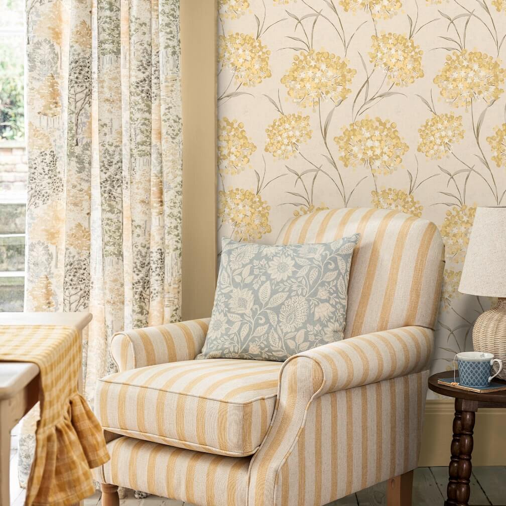 Laura Ashley Giselle Ochre Wallpaper