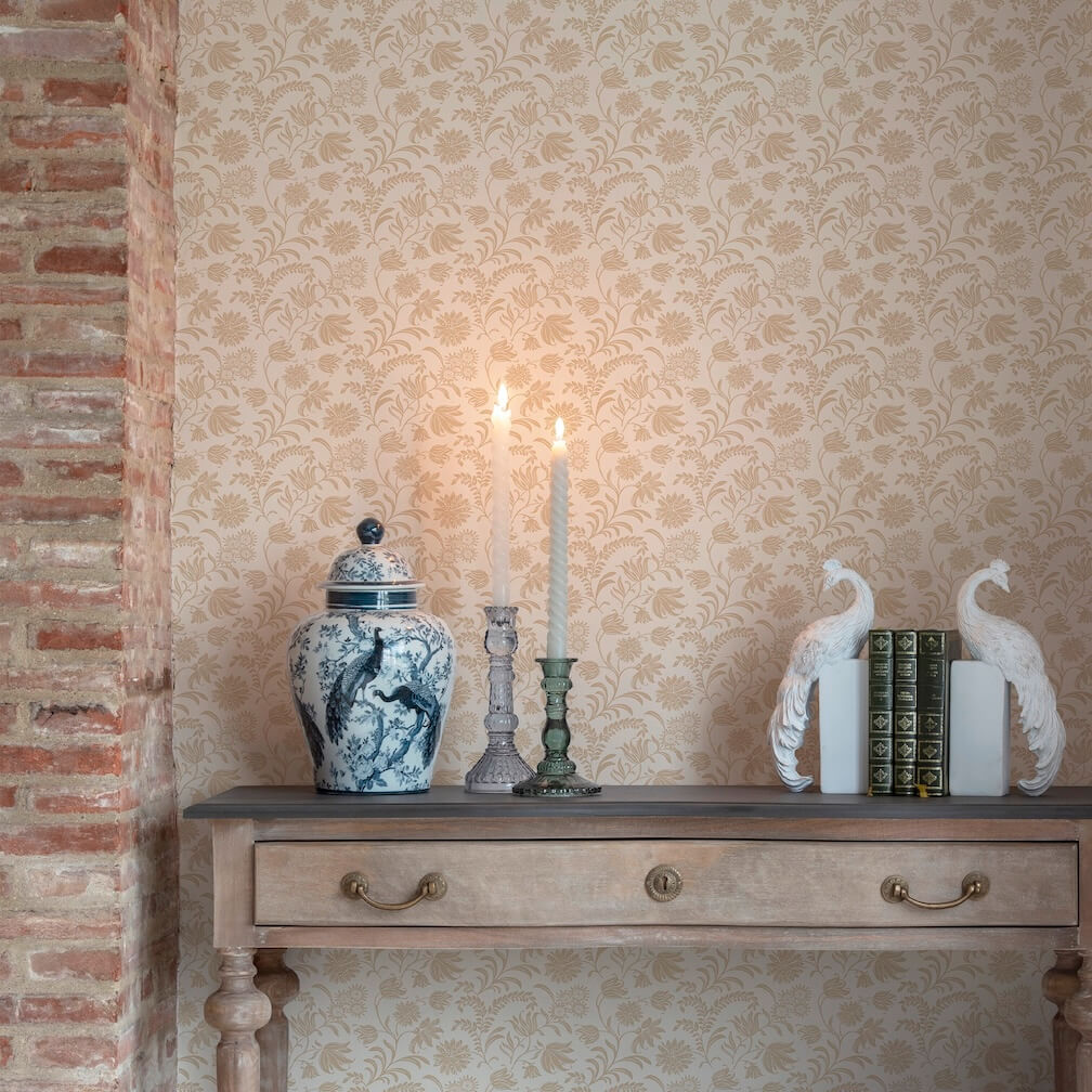 Laura Ashley Hemingway Caramel Wallpaper