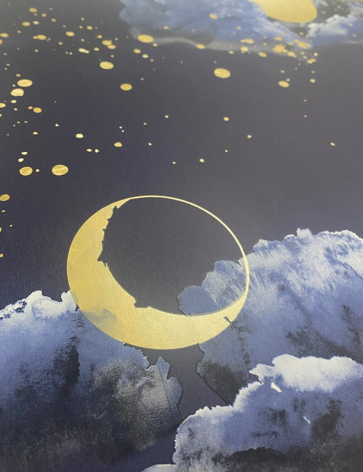 Muriva Night Sky Blue & Gold Wallpaper