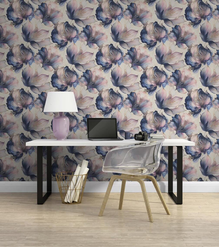 Muriva Elysian Floral  Multi/Gold Metallic Wallpaper