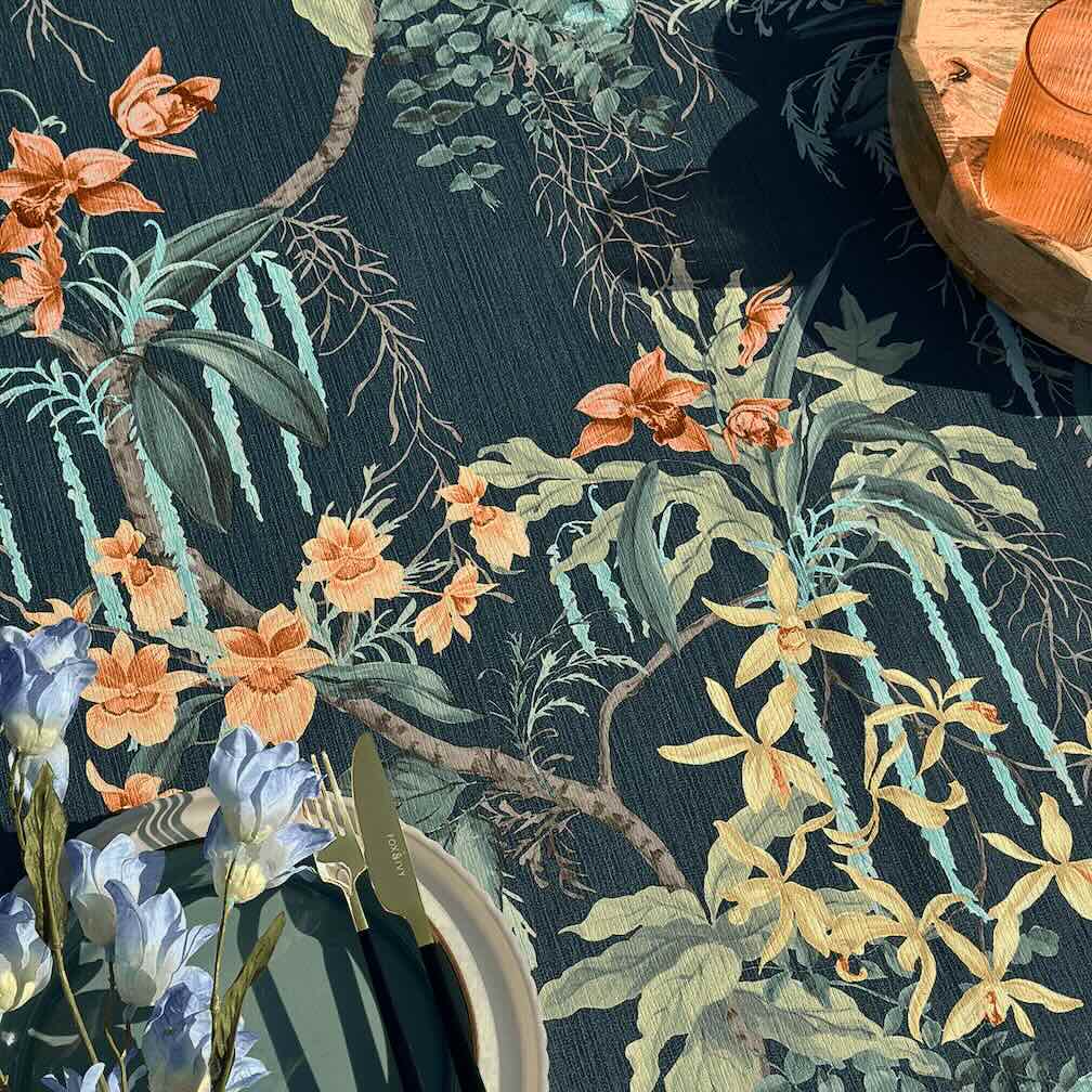 Belgravia Suki Dark Green and Blue Wallpaper