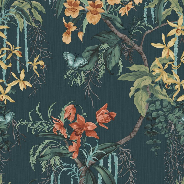 Belgravia Suki Dark Green and Blue Wallpaper