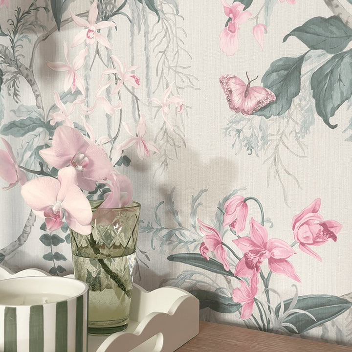 Belgravia Suki Pink and Green Wallpaper