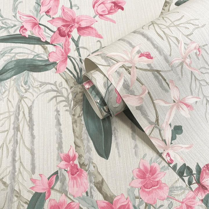 Belgravia Suki Pink and Green Wallpaper