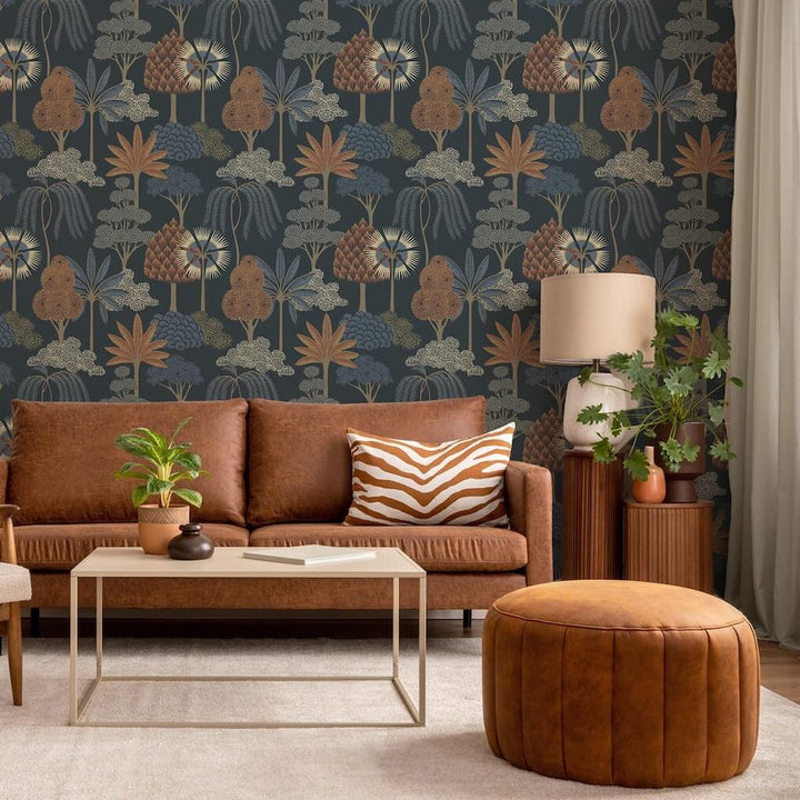 Belgravia Akiko Floral Blue Wallpaper