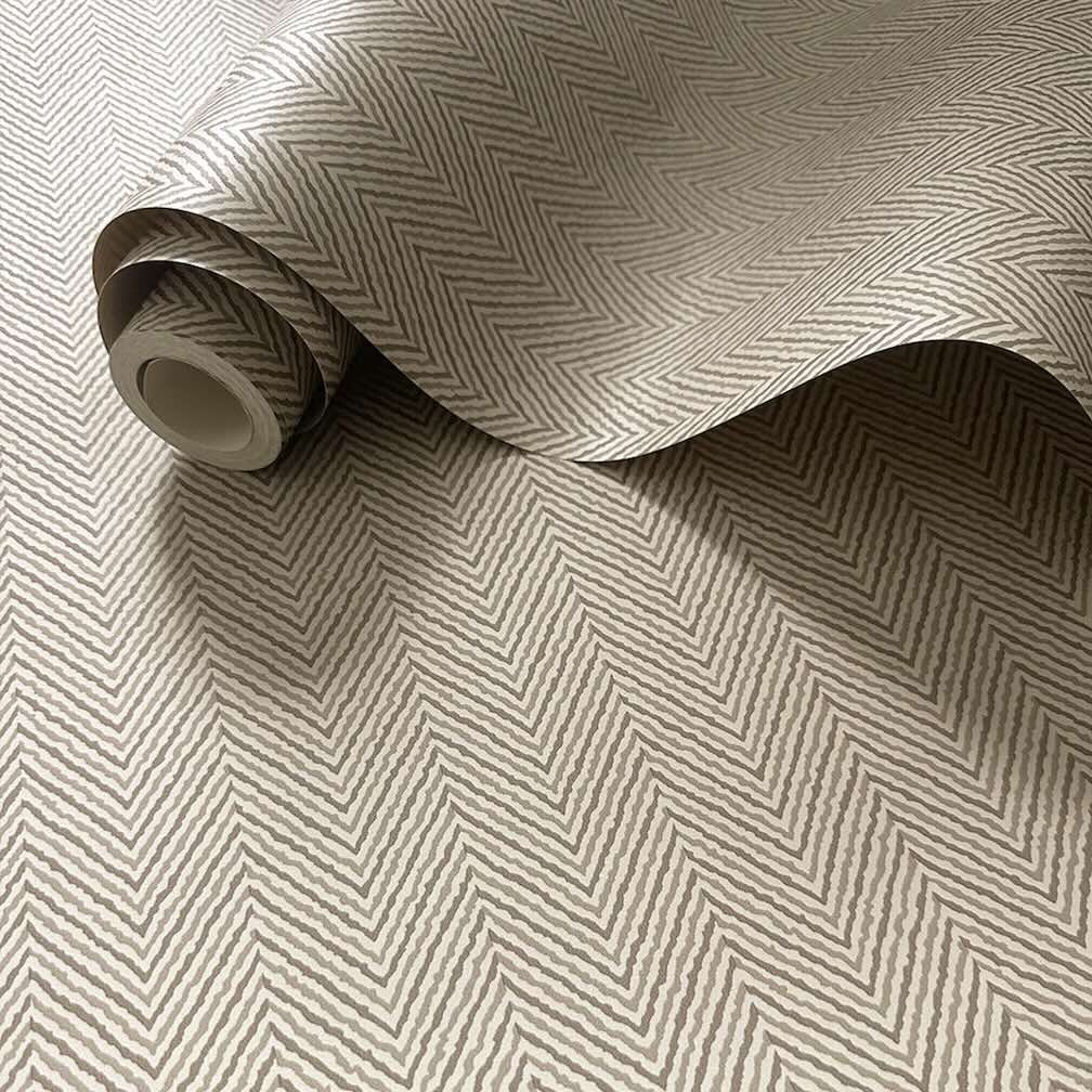 Belgravia Herringbone Beige Wallpaper