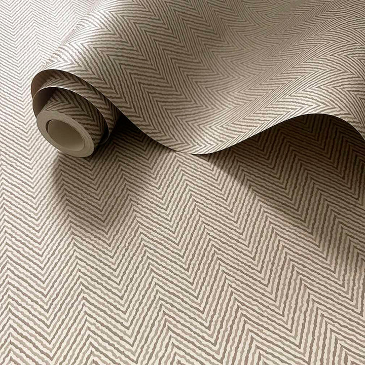 Belgravia Herringbone Beige Wallpaper