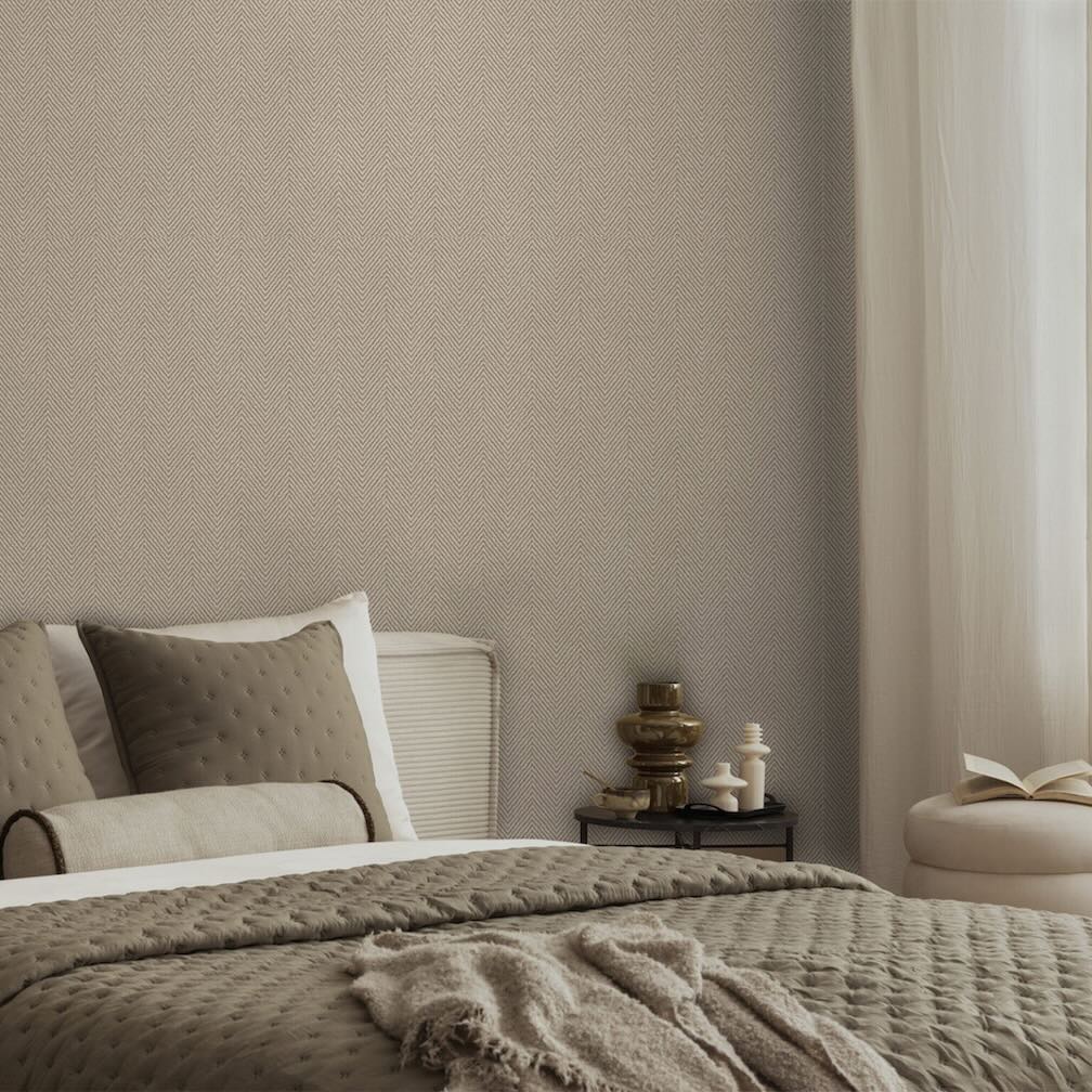 Belgravia Herringbone Beige Wallpaper