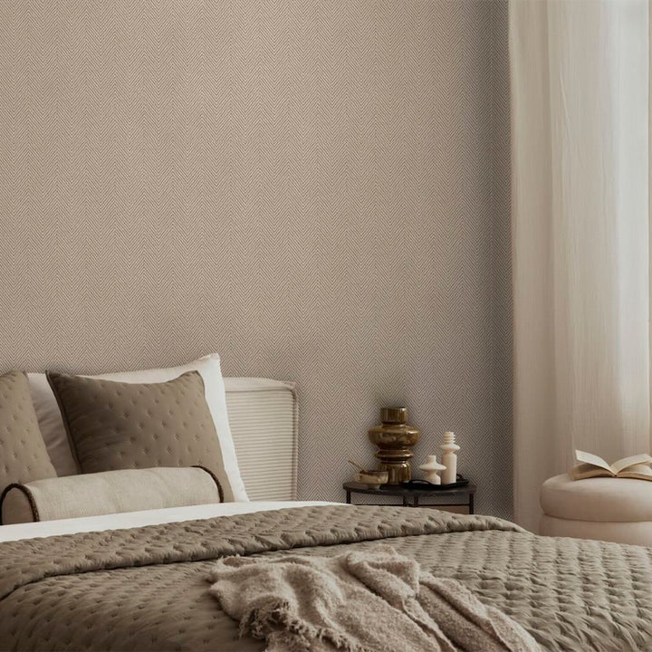 Belgravia Herringbone Beige Wallpaper