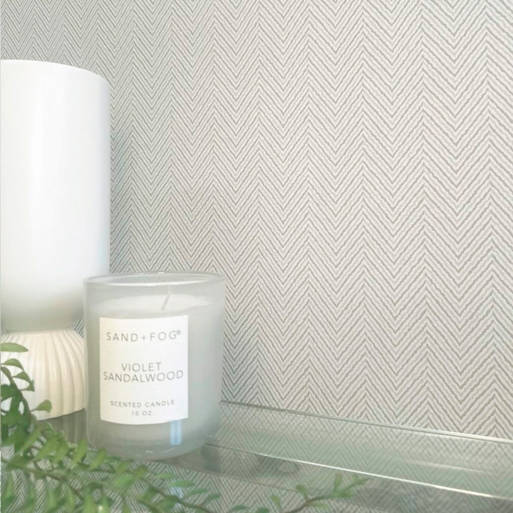 Belgravia Herringbone Ivory Wallpaper