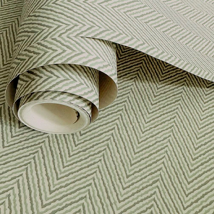 Belgravia Herringbone Sage Wallpaper