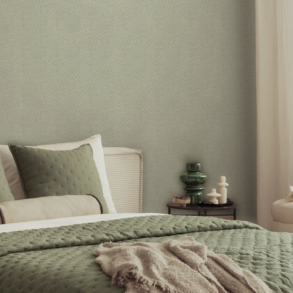 Belgravia Herringbone Sage Wallpaper