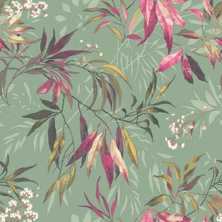 Belgravia Kanata Leaf Pink Sage Wallpaper
