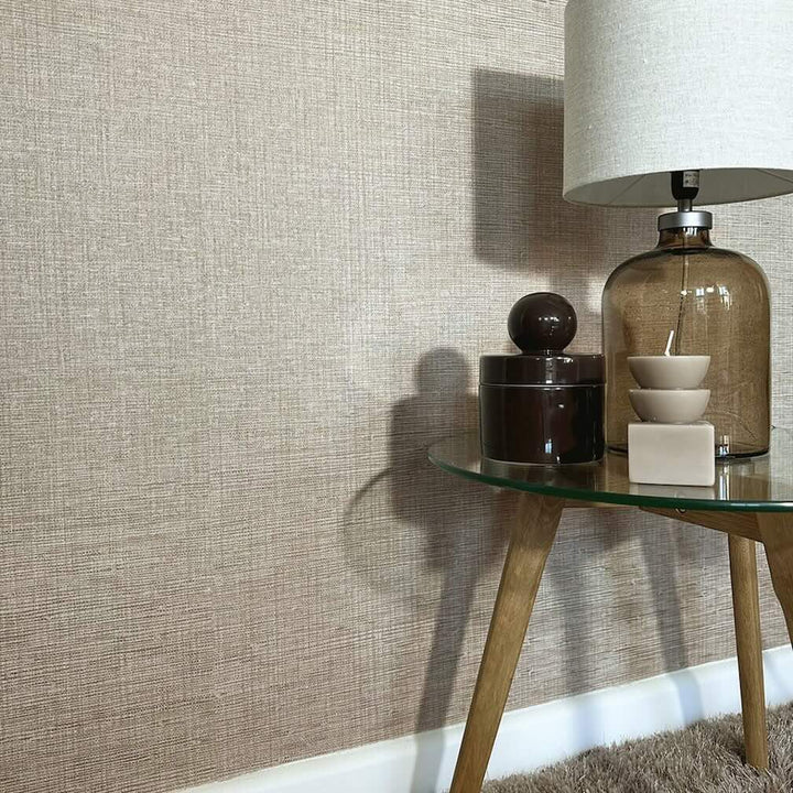 Belgravia Grasscloth Texture Beige Wallpaper