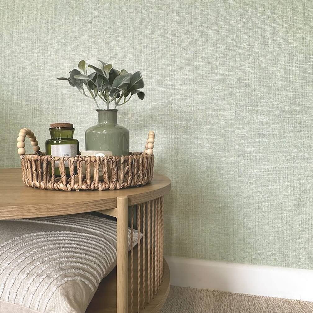 Belgravia Grasscloth Texture Sage Wallpaper