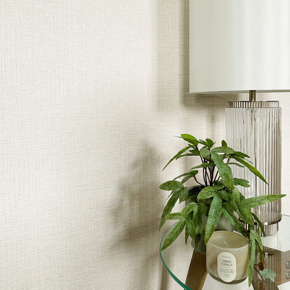 Belgravia Grasscloth Textured Cream Wallpaper