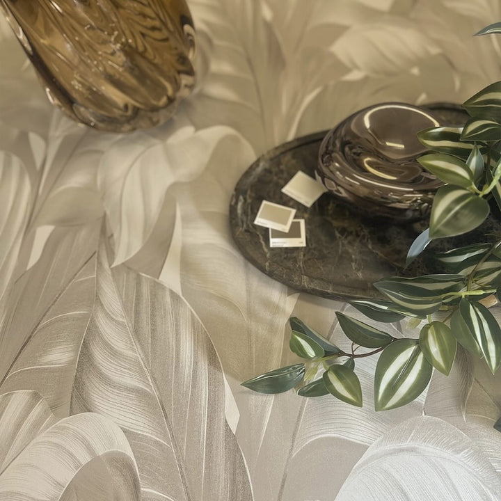 Belgravia Sumatra Leaf Beige Wallpaper