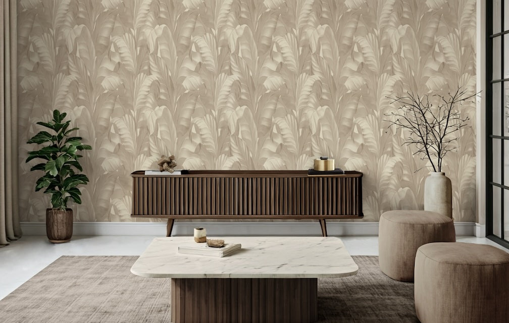 Belgravia Sumatra Leaf Beige Wallpaper