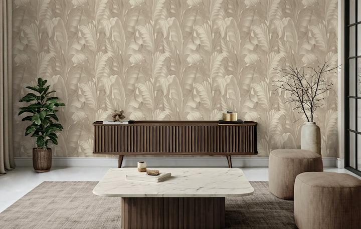 Belgravia Sumatra Leaf Beige Wallpaper