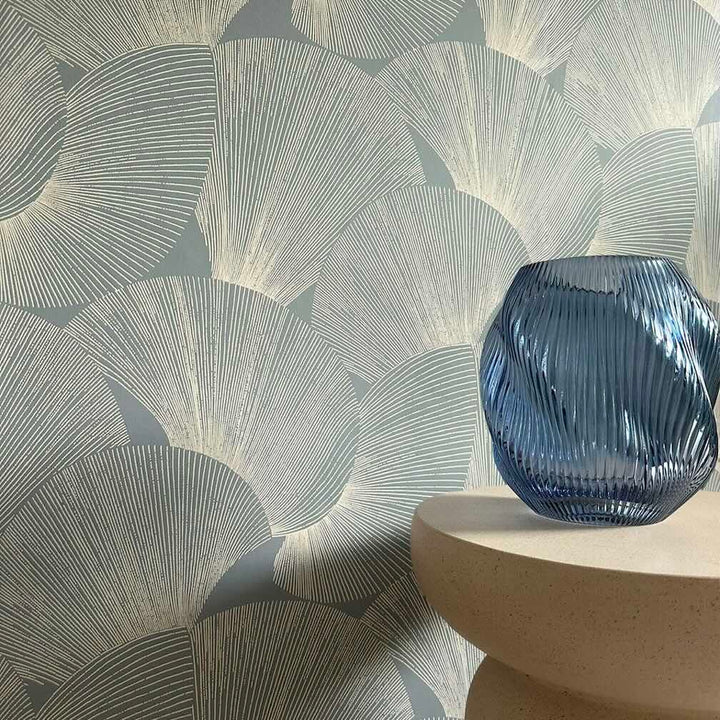 Belgravia Sirena Shell Blue Wallpaper