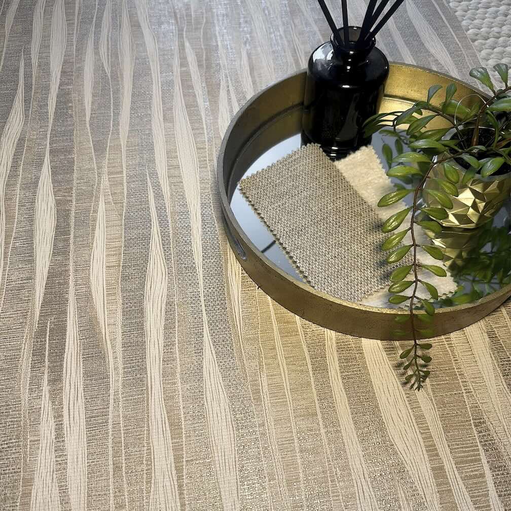Belgravia Fabiano Beige Vertical Fabric Wallpaper