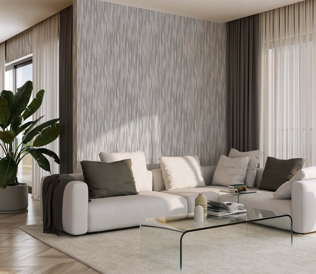 Belgravia Fabiano Ivory Vertical Fabric Wallpaper