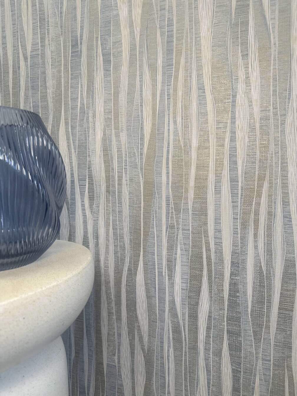 Belgravia Fabiano Blue Vertical Fabric Wallpaper