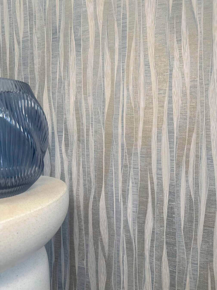 Belgravia Fabiano Blue Vertical Fabric Wallpaper