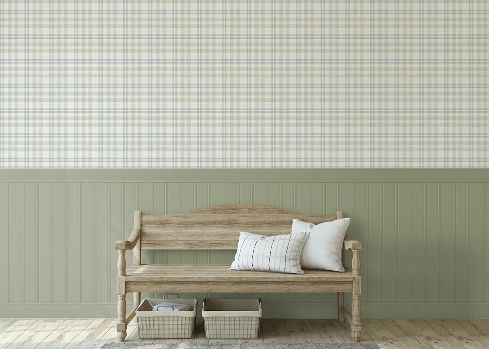 Arthouse Countryside Check Natural Wallpaper