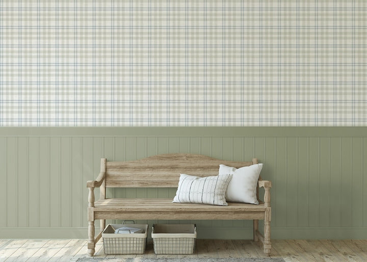 Arthouse Countryside Check Natural Wallpaper