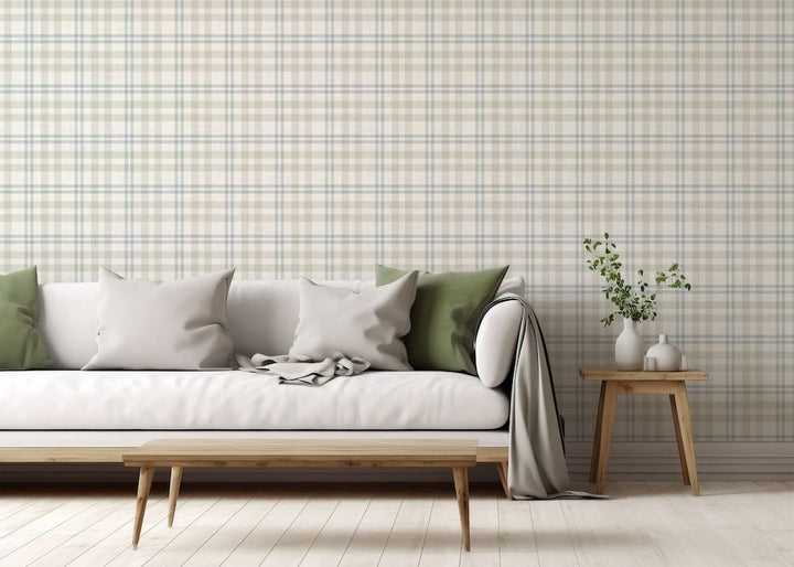 Arthouse Countryside Check Natural Wallpaper