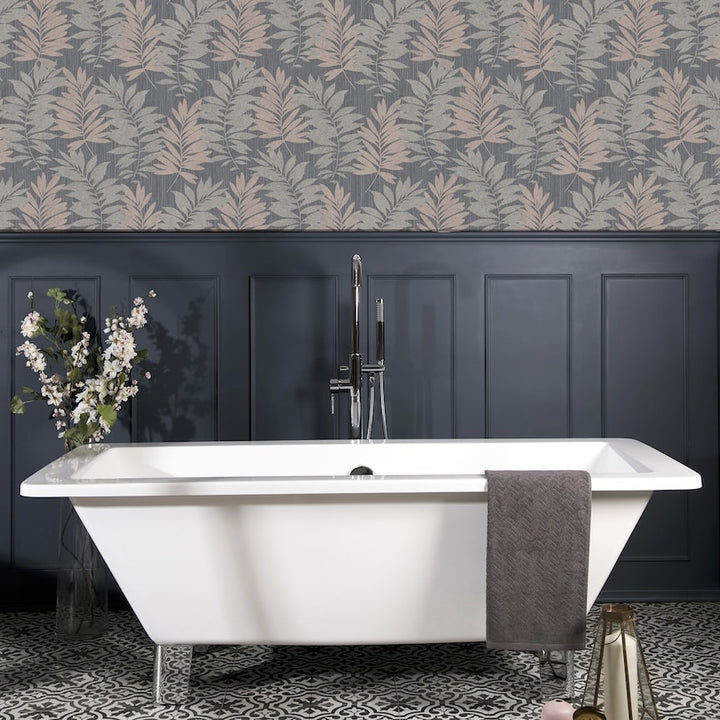 Arthouse Stardust Palm Pink/Grey Wallpaper