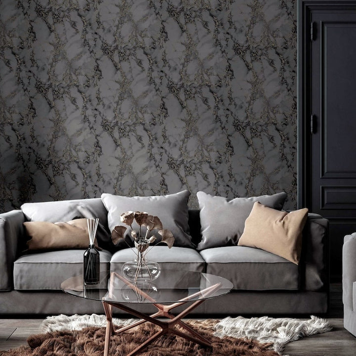 Arthouse Carrara Marble Charcoal Wallpaper