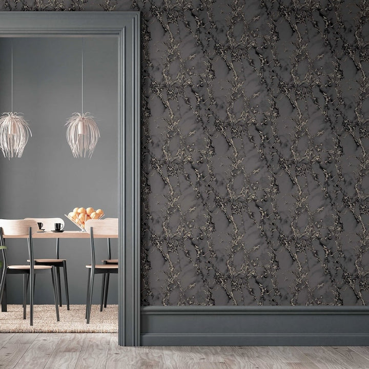 Arthouse Carrara Marble Charcoal Wallpaper