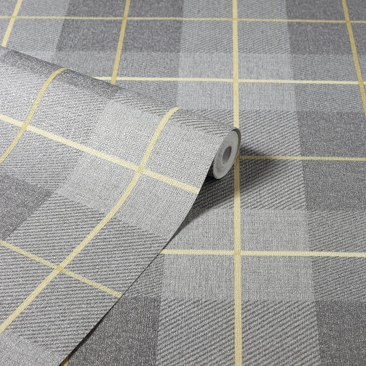 Arthouse Heritage Tartan Ochre/Grey Wallpaper