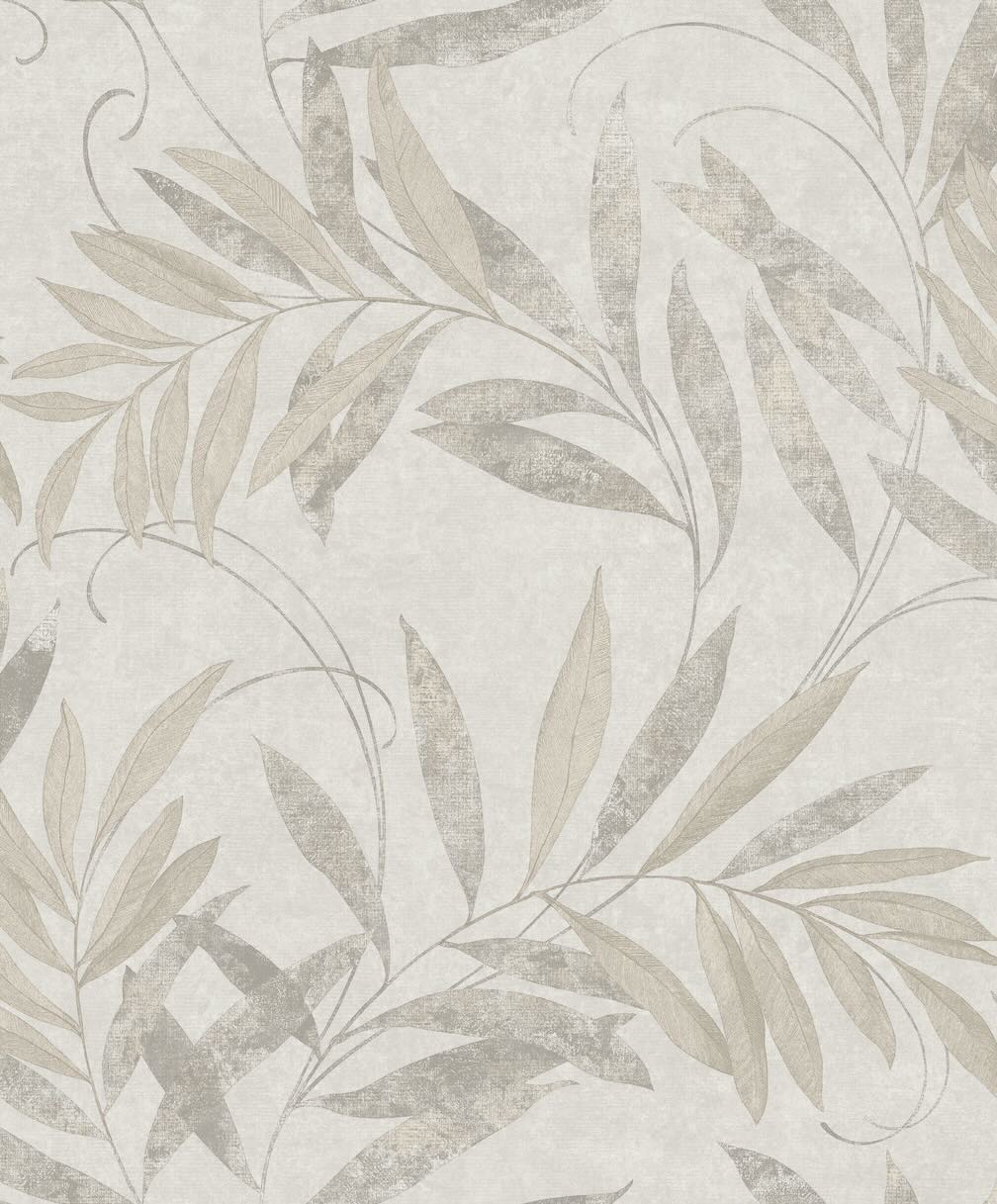 Arthouse Luxury Leaf Soft Silver Wallpaper