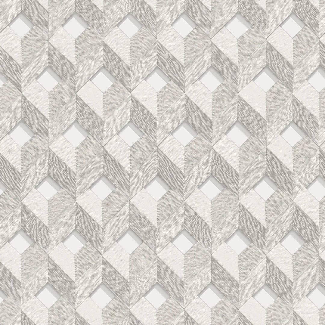  - 3D Stitched Cube Silver Wallpaper - DE120131 - Decor Warehouse