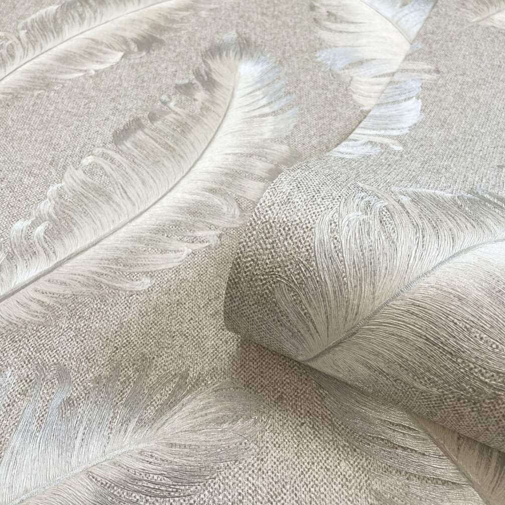Belgravia Ciara Feather Soft Silver Wallpaper