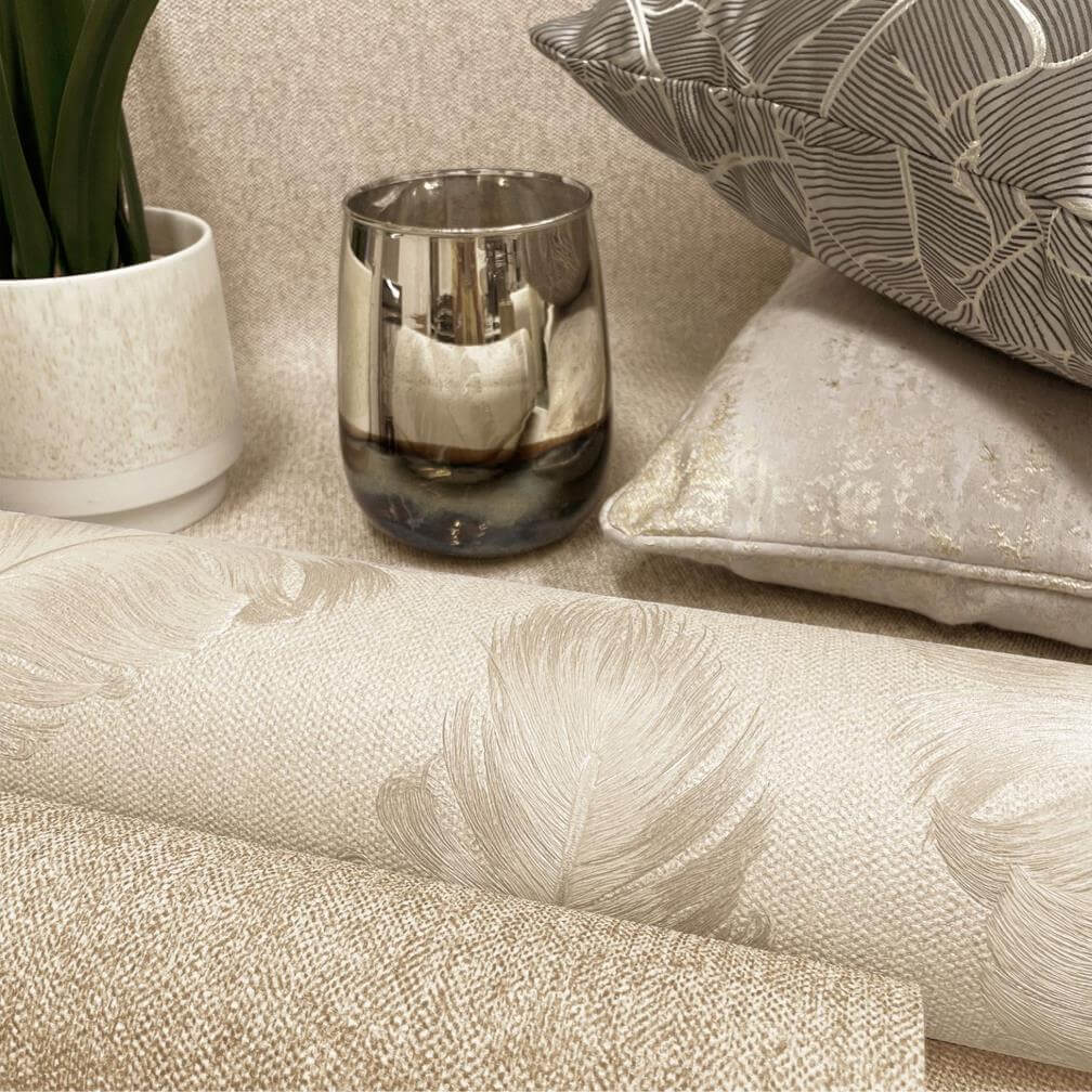 Belgravia Ciara Feather Cream & Soft Beige Wallpaper