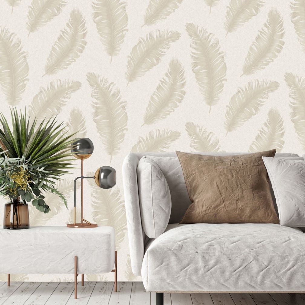 Belgravia Ciara Feather Cream & Soft Beige Wallpaper