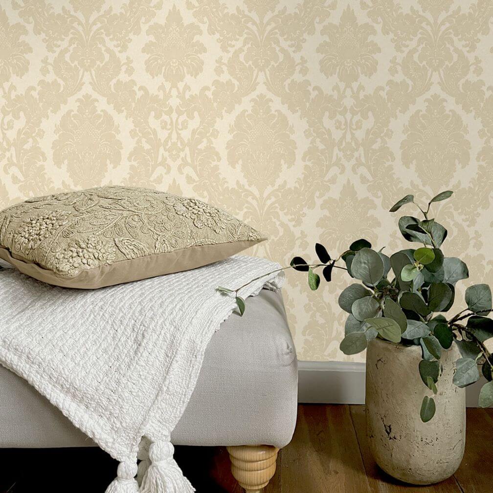 Belgravia Ciara Damask Cream Wallpaper