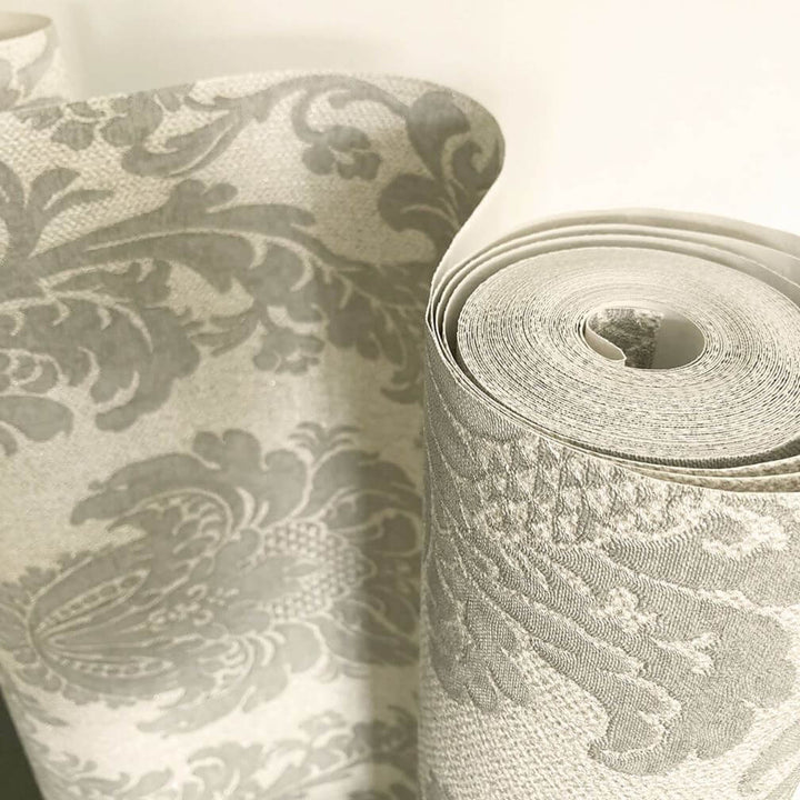 Belgravia Ciara Damask Soft Silver Wallpaper