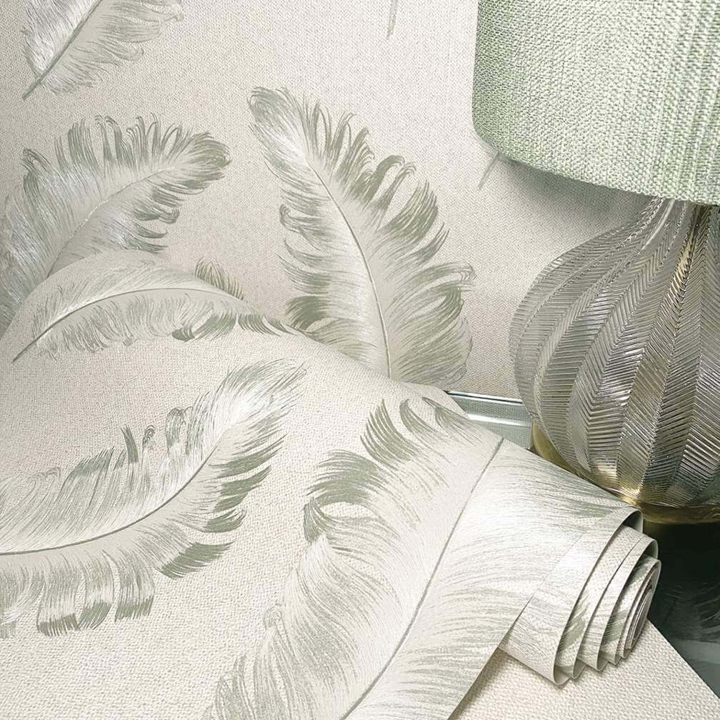 Belgravia Ciara Feather Sage Wallpaper