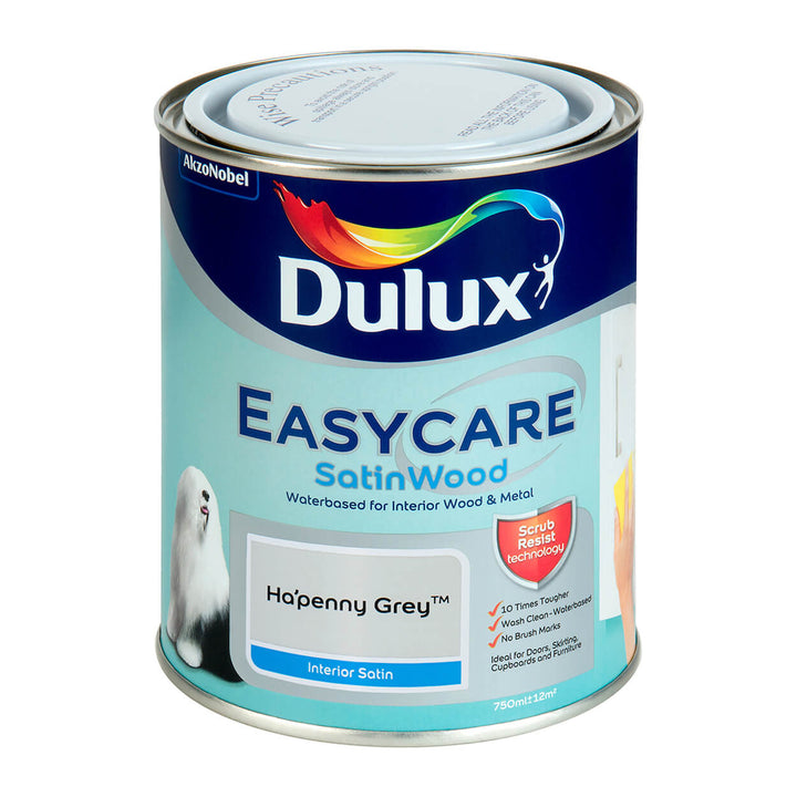 Dulux Easycare Satinwood Ha’penny Grey Wood & Metal Paint 750ml