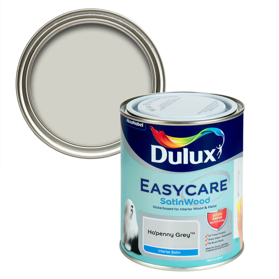 Dulux Easycare Satinwood Ha’penny Grey Wood & Metal Paint 750ml