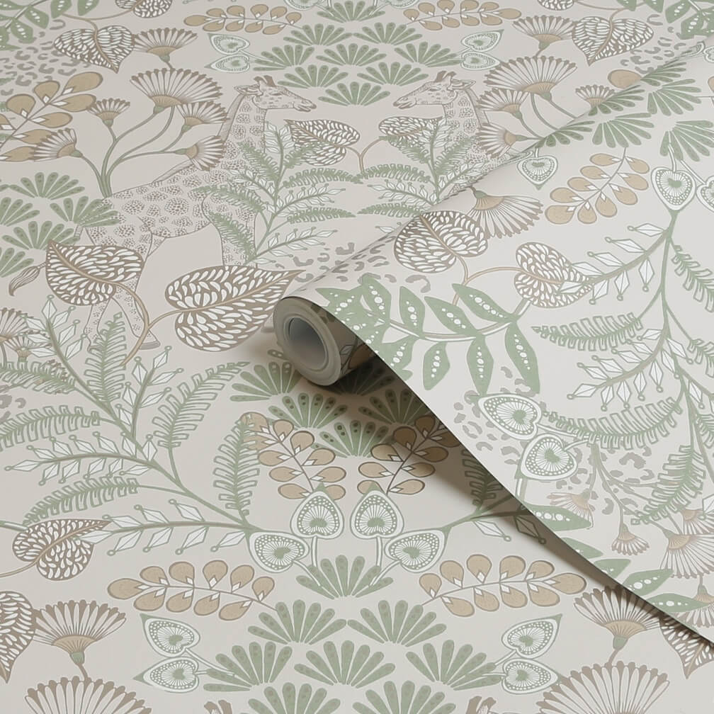Superfresco Easy Jungle Day Beige Metallic Wallpaper