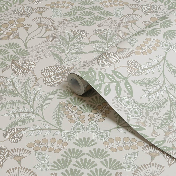 Superfresco Easy Jungle Day Beige Metallic Wallpaper